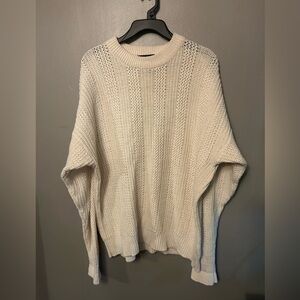 Vintage Sweater cream loose knit  - crew neck, relaxed fit, unisex